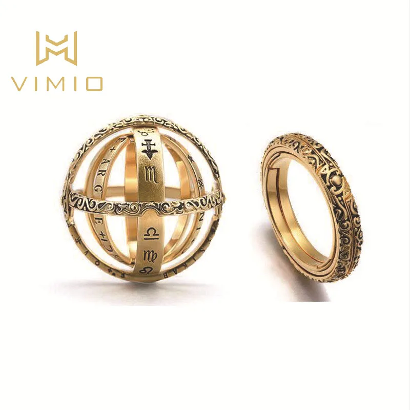 

New astronomical ball flip deformation ring creative couple ring open astronomical ball dual-use necklace ring