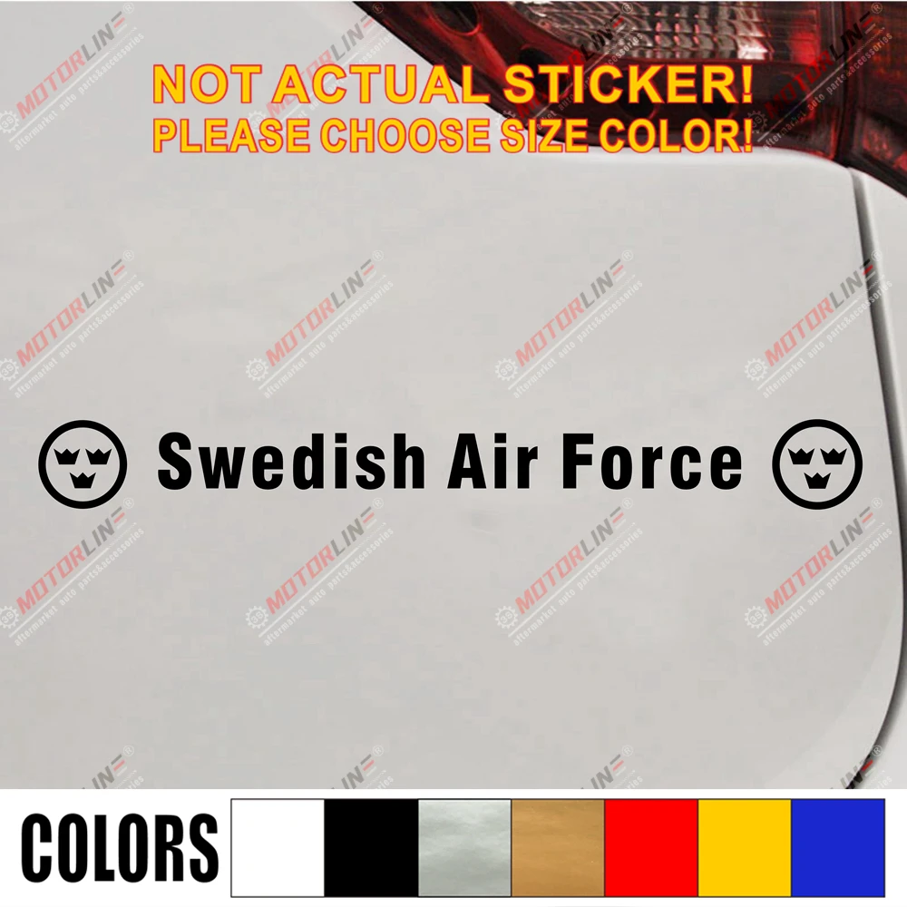Swedish Sweden Air Force Decal Sticker Funny Vinyl Car Window Bumper Truck 9" 