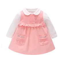 Vlinder/Одежда для маленьких девочек платье для маленьких девочек комплект из 2 предметов, плотное весенне-осеннее платье с длинными рукавами и боди, комплект из футболки, платье для дня рождения