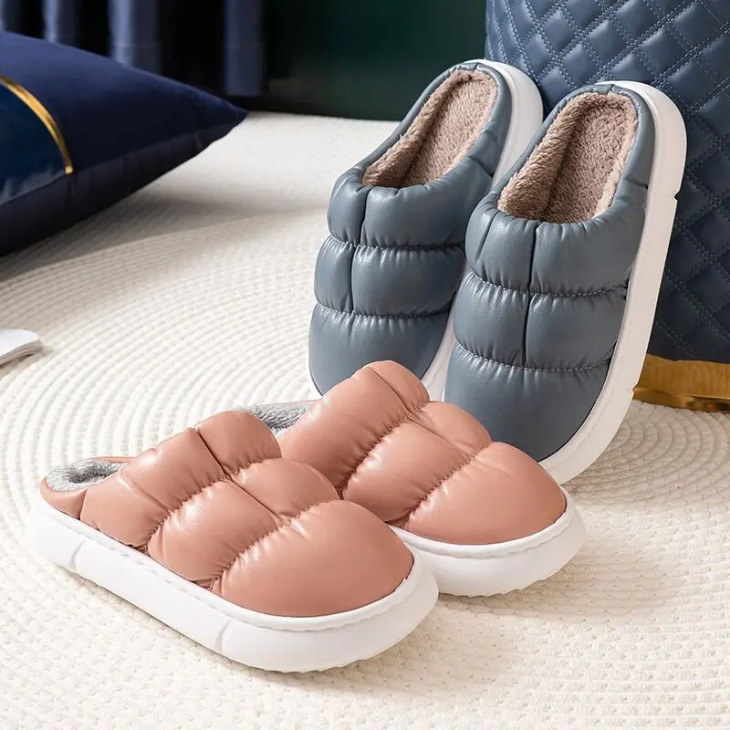 

JIANBUDAN 2022 Fashion Slippers Home cotton shoes Winter Warm Slippers Women Indoor Waterproof Plush slippers Unisex Home shoes