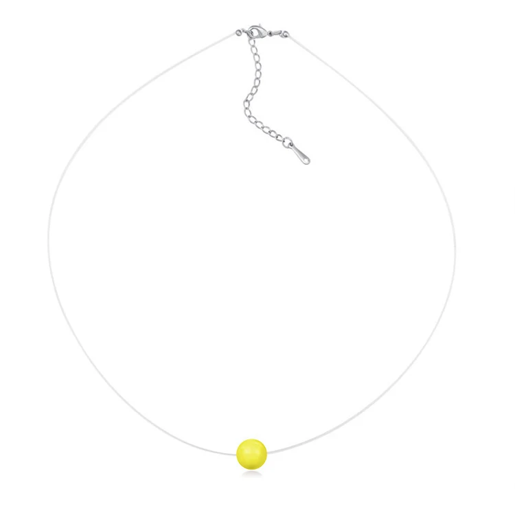 Baffin женское ожерелье с невидимой линией простой жемчужный кристалл от подвеска Сваровски чокер прозрачная леска Collier Femme - Окраска металла: Neon-Yellow-Pearl