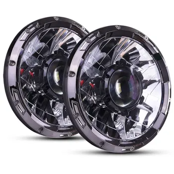 

A pair LED Headlight 7" Round High Low Beam with Turn Signal Light for Flood Driving Fog Light 9V-30V Off Road Lamps