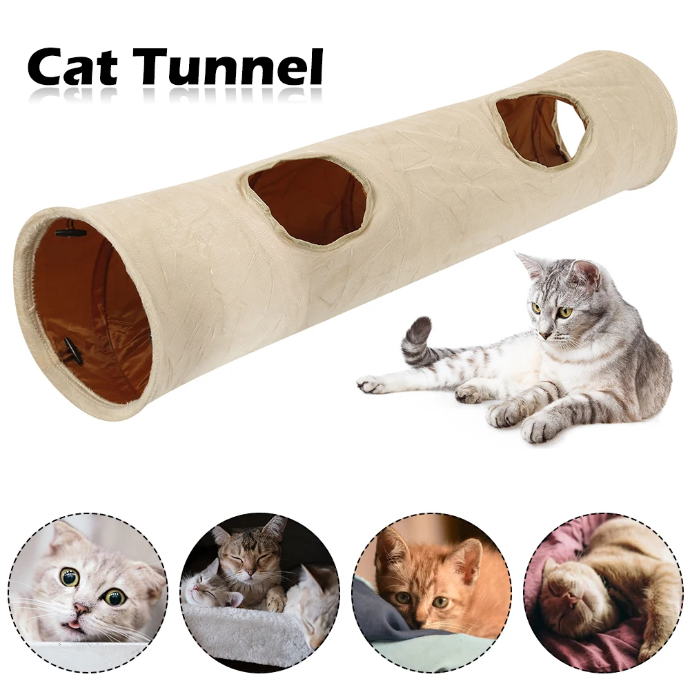 Забавный туннель для кошек, 2 отверстия, плюшевые шарики для игр, складные мячи, мячики для котят, игрушки для щенков, хорьков, кролик, игрушка для собак, туннельные трубы