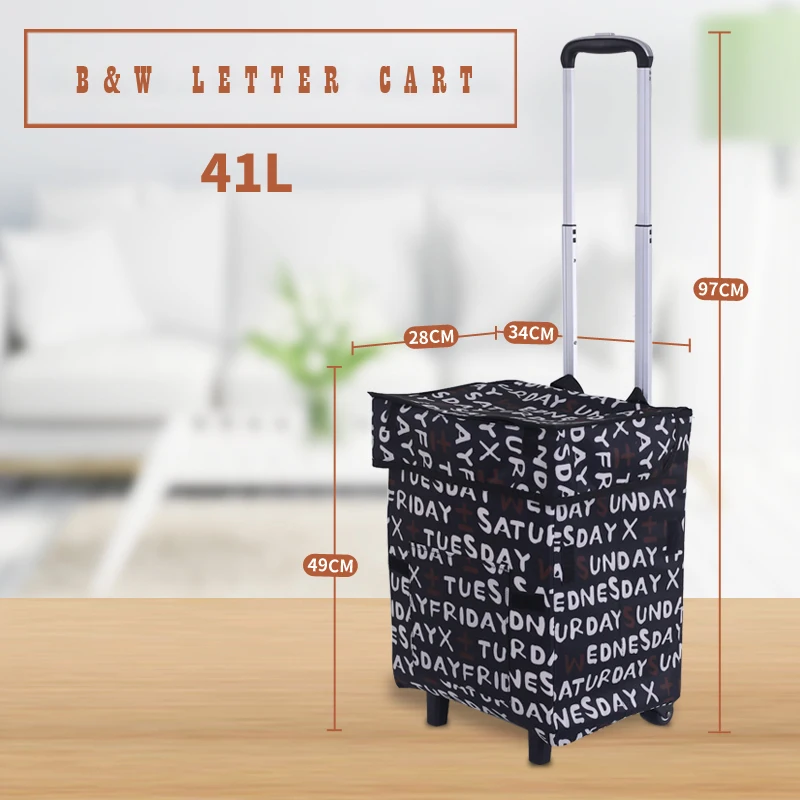 

E-FOUR Outdoor Aluminum Folding Shopping Trolley Dolly with Wheels and Bag Lightweight Grocery Laundry Utility Cart Portable Car