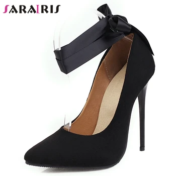 

SaraIris New Sexy Female Ankle Strap Pointed Toe Shallow Slip On High Heel Pumps Party Pumps Women Spring Shoes Woman