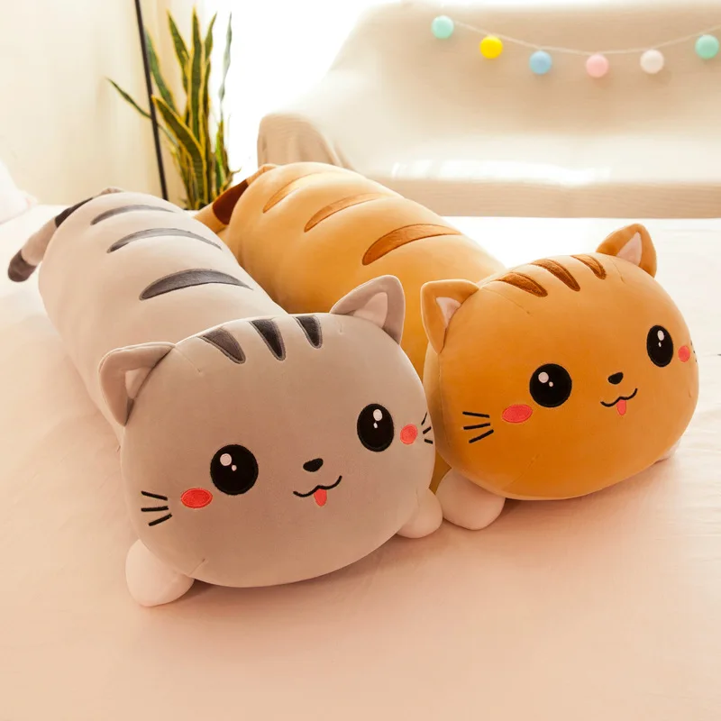 50 130 cm long cat pillow plush toy soft stuffed plush animal kids gift home decor