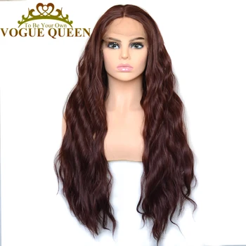 

Vogue Queen Medium Brown Loose Curly Heat Resistant Fiber Syntheric Lace Front Wig Daily Wearing For Women