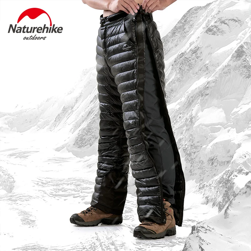 Naturehike, двойная молния-5~-20 ℃, теплые штаны на гусином пуху, мужские и женские, 490 г, походные пуховые штаны, толстые ветрозащитные водонепроницаемые брюки