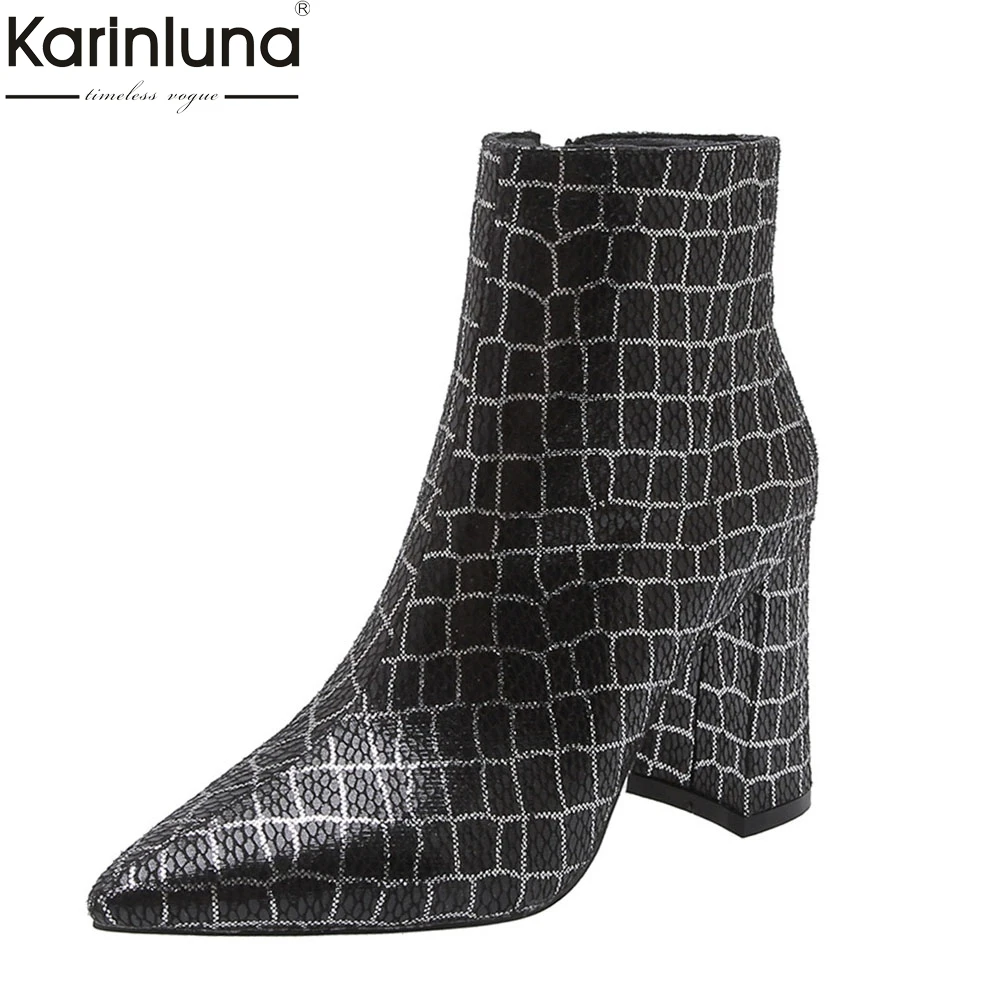

Women's Big Size 32-43 2020 Chunky Heeled Ankle Boots Women Shoes elegant high heels office lady Shoes Woman Boots