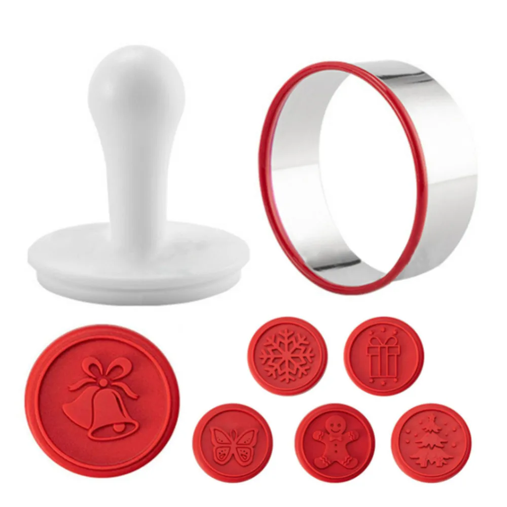 

Silicone Biscuit Stamp Cutter DIY Pastry Cake Cookie Seal Biscuit Stamp Cartoon Christmas Kitchen Baking Moulds