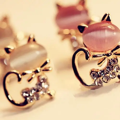 

3Pair/Set Fashion Women Rhinestone Cute Cat Bowknot Ear Stud Earrings Jewelry