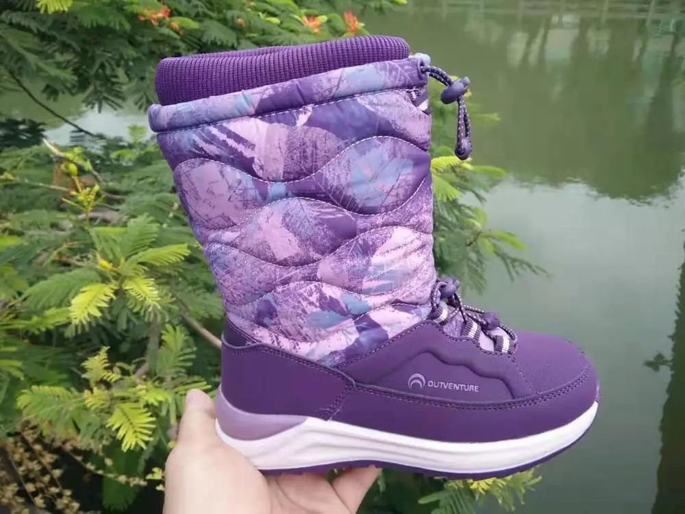 Новинка, 1 пара, шерсть теплые зимние ботинки из искусственной кожи для холодной зимы детская обувь+ внутренняя отделка 16,5-21 см детские ботинки для девочек - Цвет: Фиолетовый