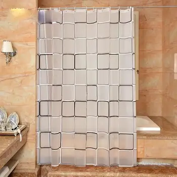 

9The bathroom shower curtain checkered PEVA Environmental toilet door curtain Shower curtains Waterproof and mould thickening5