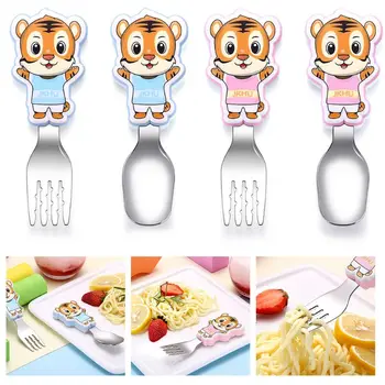 

Cartoon Baby Spoon and Fork Set Stainless Steel Toddler Utensils Kit Child Training Feeding Spoons Cutlery Gifts