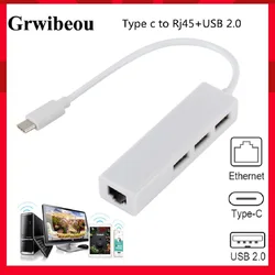 Grwibeou – HUB USB 3.1 10Gbps, séparateur de port 3 USB Type C à RJ45, adaptateur de convertisseur de câble réseau Ethernet, carte réseau filaire 