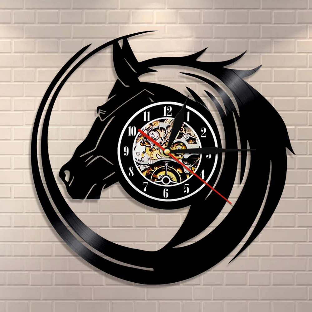 Wild Horse Head Modern Decor Vinyl Wall Clock EZ Clocks
