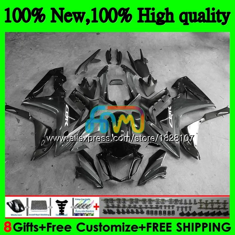 CBR-650F для HONDA CBR 650 F CBR650F, возрастом 11, 12, 13, 14, 15, 83BS. 100 CBR650 F CBR 650F 2011 2012 2013 серого и черного цветов, обтекатель