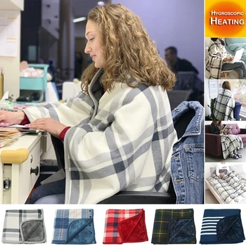 

Multifunction Shawl Blanket Flannel Hygroscopic Heating Double-layer Tartan Plaid Blanket Home Office Warm Soft Blanket D30