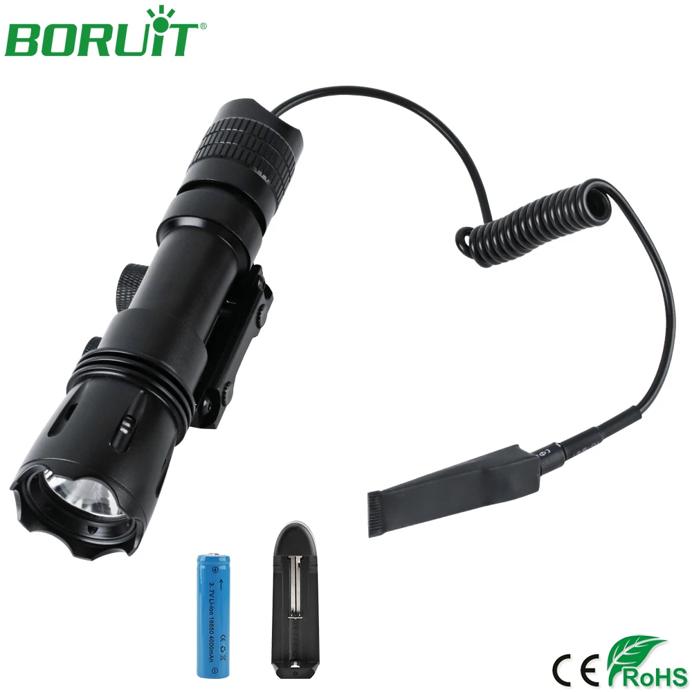 BORUiT P9 LED Flashlight Remote Switch Portable Tactical Torch Light 18650 Battery Waterproof Camping Hunting Fishing Lantern