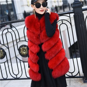 new real natural whole fur six-section fox vest ladies winter long warm fashion vest - Цвет: Многоцветный