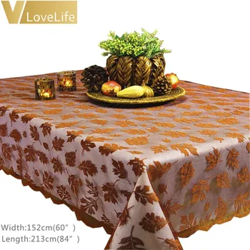 

Thanksgiving Tablecloth Golden Maple Leaf Leaves Parties Restaurant Lace Dinner Party Decoration Christmas Table Cover Decor