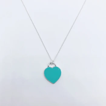 

1:1 925 sterling silver love heart epoxy classic delicate necklace, high-quality birthday jewelry gift for ladies