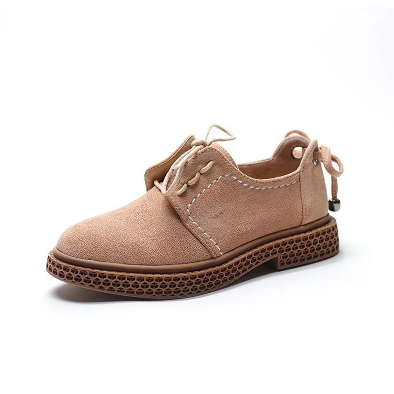 

2019 Spring autumn Women Sneakers Oxford Shoes Flats Shoes Women Leather Suede Lace Up Boat Shoes Round Toe Flats Moccasins big