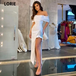 LORIE Boat-Neck Long Mermaid Evening Party Gowns Vestidos De Festa Formal Simple Side Split Sequins Abendkleider Prom Dresses
