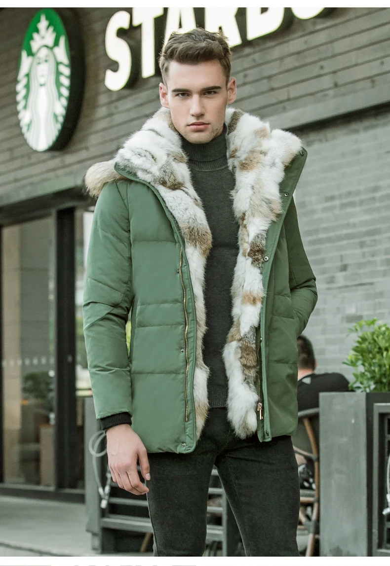 Raccoon Fur Warm White Duck Feather Coat Long Winter Jacket Man& Women Down Parka Plus Size Nice Rabbit Hair Hooded Outerwear