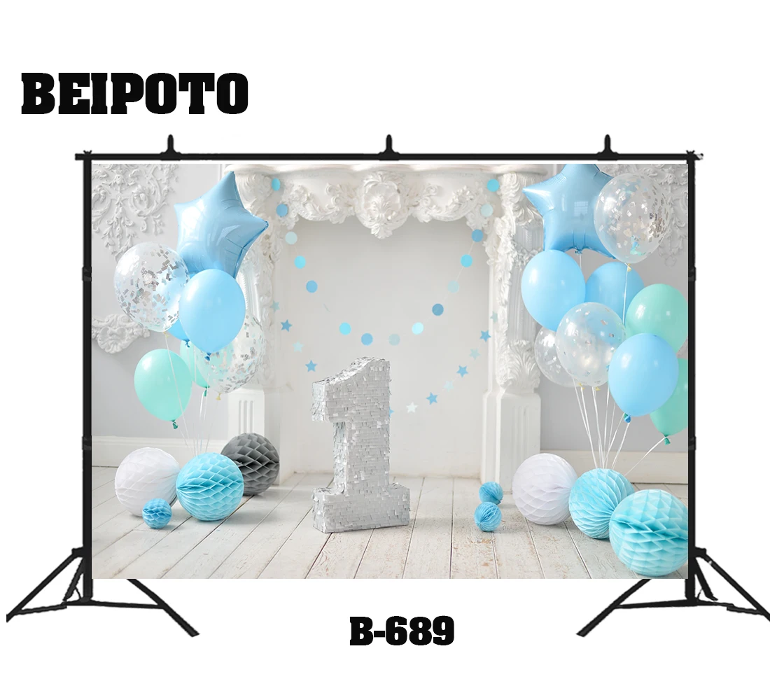 Один год 1 день Рождения Вечеринка фон торт smash фон фотостудия фотосъемка розовый шар Девочка Мальчики портрет Крытый реквизит - Цвет: Светло-голубой
