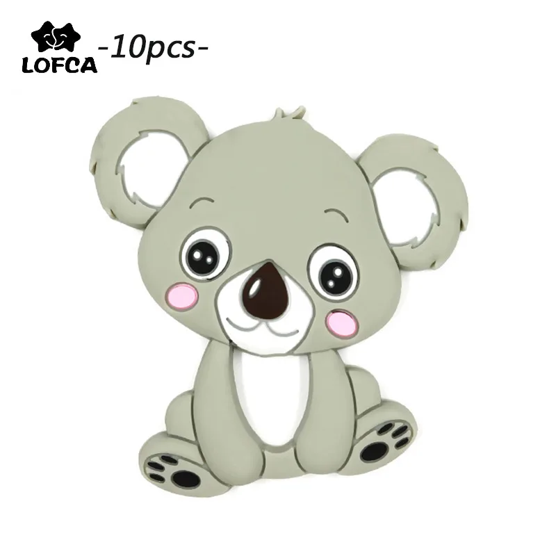 

LOFCA 10pcs Silicone koala Teether Soft Baby Teething Toy BPA Free Pendant Necklace Food Grade Necklace Teething Pacifier Chain
