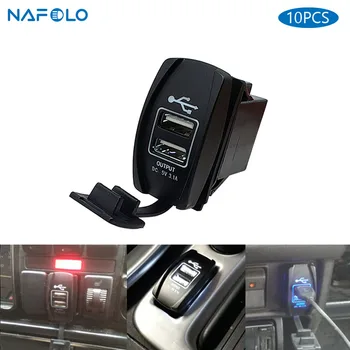 

10pcs Motorcycle Car Charger LED Light Dual USB Charger Power Adapter Cigarette Lighter Socket for Motorcycle Auto Truck Boat