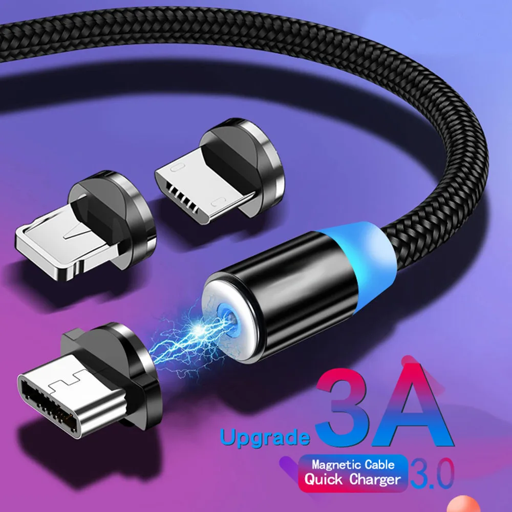 Хороший Магнитный USB-кабель для быстрой зарядки типа C 1 м 2 iPhone Xiaomi зарядный кабель