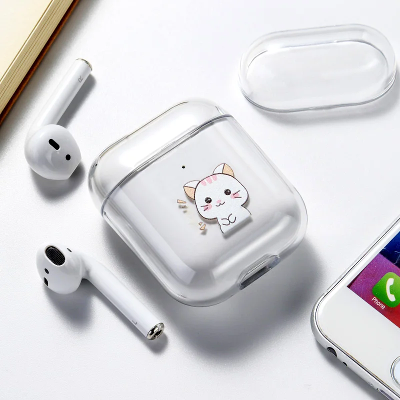 Жесткий ПК Прозрачный чехол для наушников для Apple AirPods 1 2 3 Зарядный ящик милый мультфильм Кактус кристалл чехол сумка для Airpods чехлы - Цвет: 056