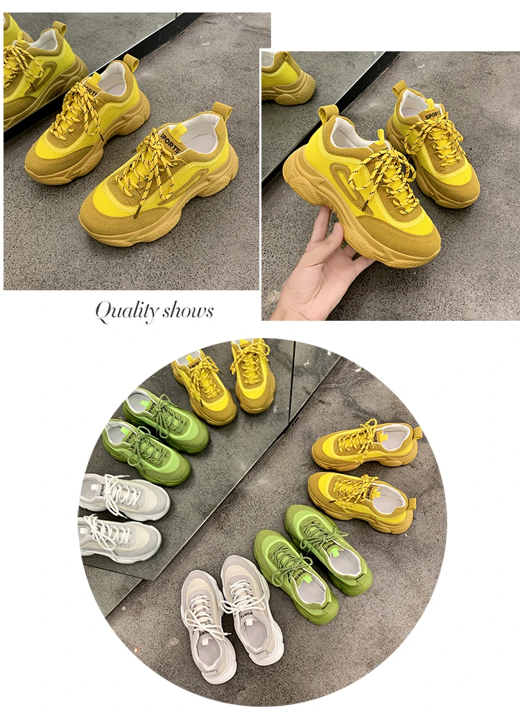 Новые желтые кроссовки на платформе женская обувь кроссовки массивные кроссовки dames брендовые белые кроссовки женские корзины femme кроссовки