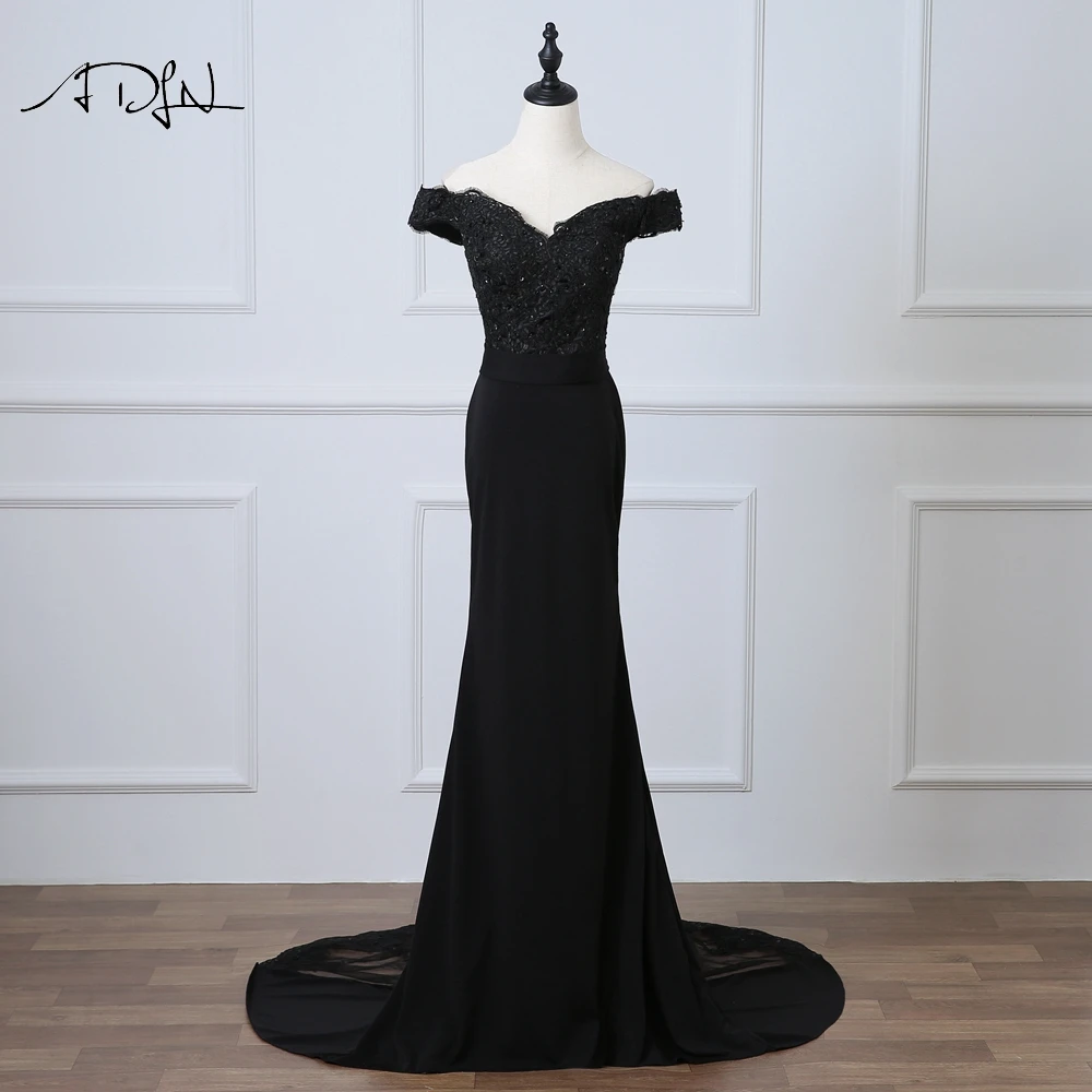 party gown for women ADLN Off-the-shoulder Royal Blue Evening Dress with Appliques Beaded Special Occasion Dress Robe de Soiree Mermaid Party Gown black formal gown