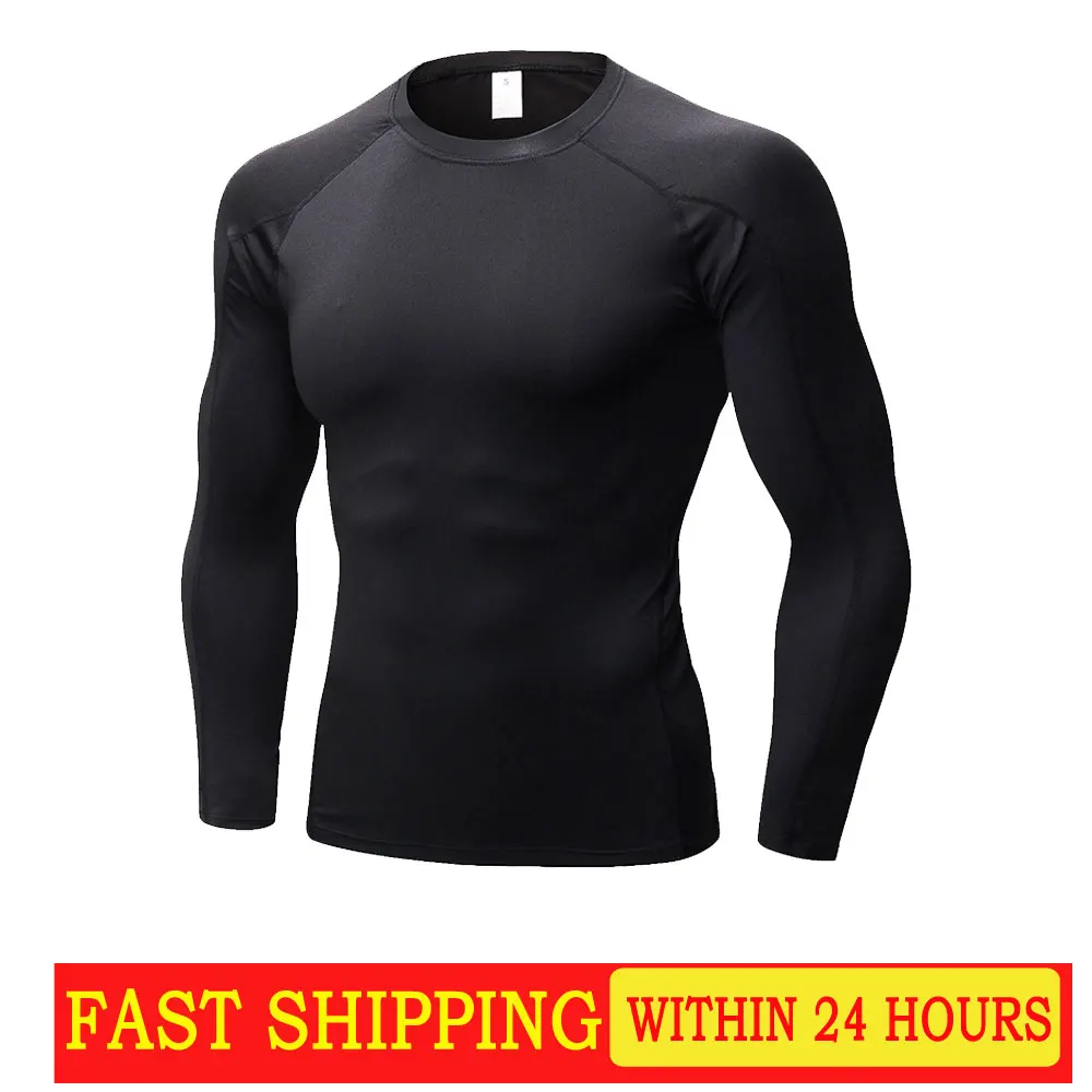 

New Men's tight-fitting fitness running training T-shirt Stretch quick dry long sleeve shirt Outdoor sweatshirt cycling suit