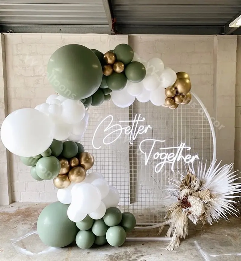 Ballons en arc vert sauge GLOBAL, guirlande de décoration de mariage, à  faire soi-même, en or chromé, blanc mat, décor pour cadeaux de réception  pour bébé