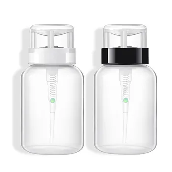 

200ml Empty Plastic Refillable Bottles Nail Polish Remover Alcohol Liquid Press Pumping Dispenser Bottle Portable Tool with Lock