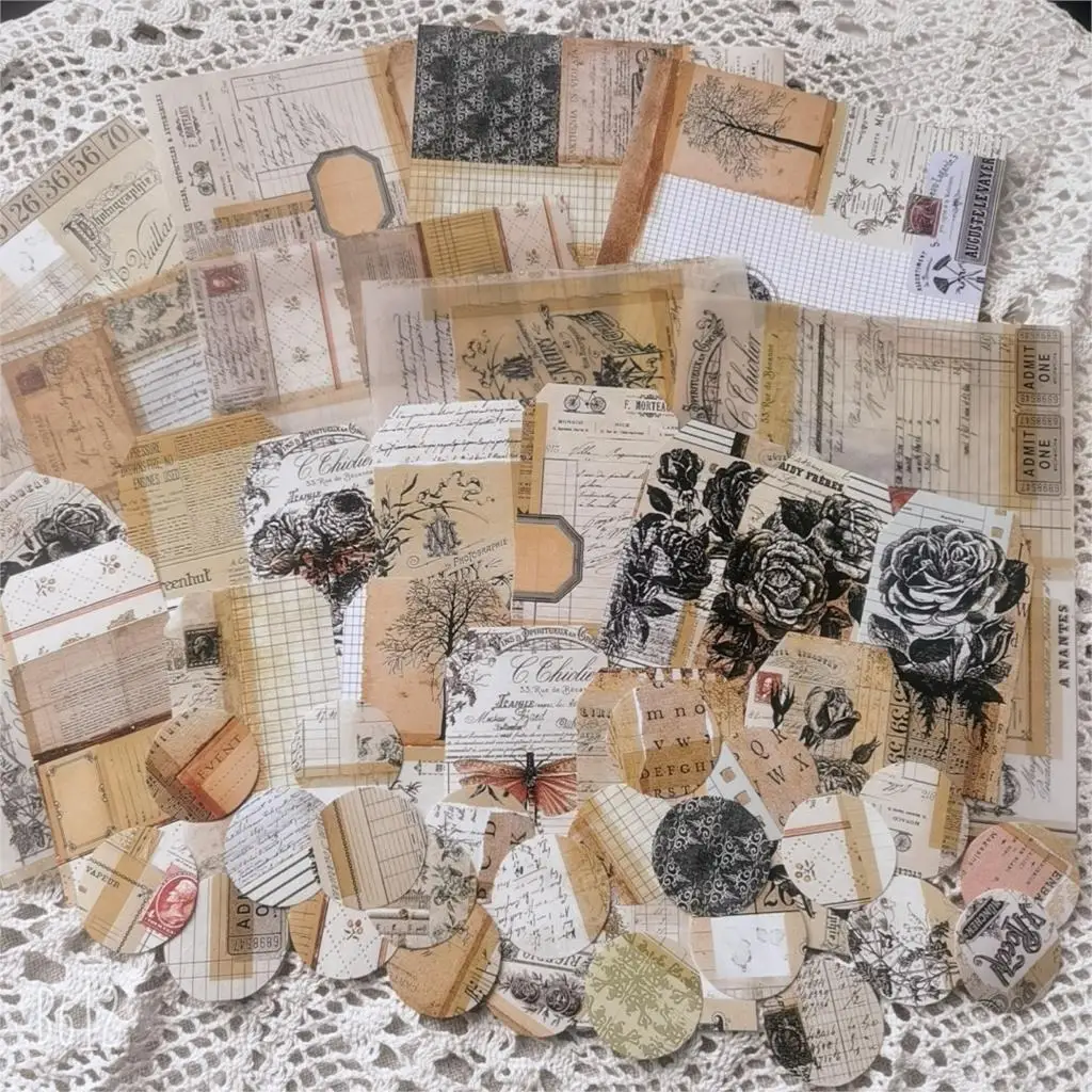 

1set/lot Memo Pads Material Paper old English plant Junk Journal Scrapbooking Paper Retro Background Decoration Paper