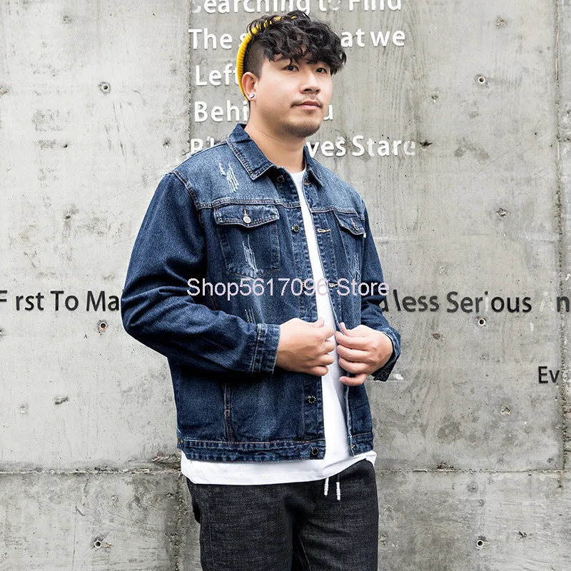 

Coat Male Big Size Leisure Jacket Loose Plus Fat Plus Autumn Fat Man Super Brand Cowboy Clothing 260