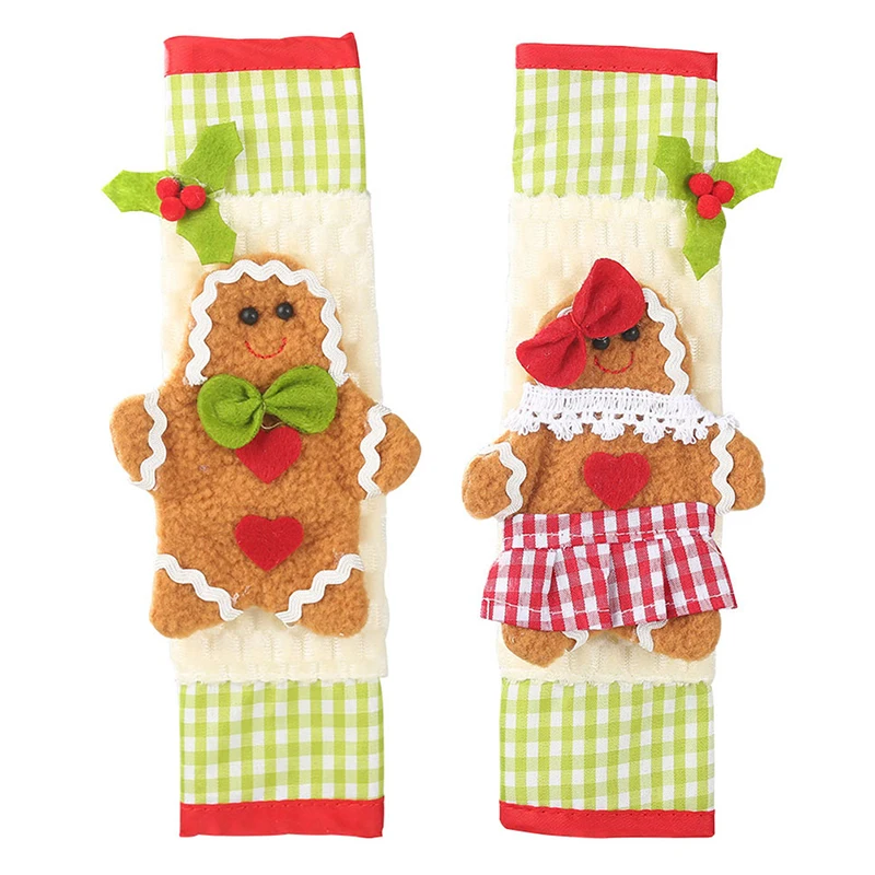2 шт./компл. Снеговик кухонный прибор ручки крышки Рождественский Декор кухонный инструмент микроволновая дверь холодильник ручка домашний декор - Цвет: Многоцветный