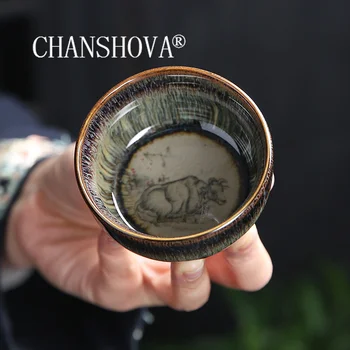 

CHANSHOVA 60ml Chinese Retro Style Kiln change texture Twelve animals Ceramic Teacup Coffee cup tea set China porcelain G146