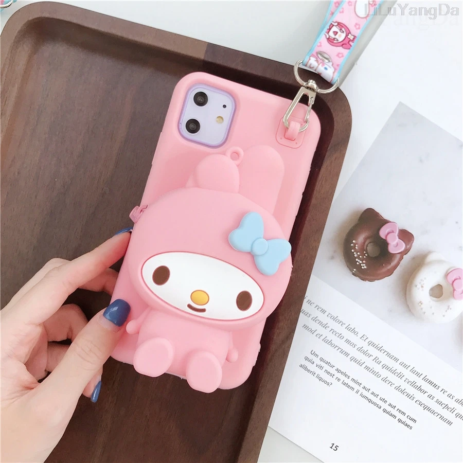Melody Wallet С рисунком из мультфильма с рисунками из мультфильма «My Melody Cinnamoroll Собака на молнии кошелек чехол для телефона для iPhone 6 6s 7 8 Plus X XR XS 11 Pro Max Мягкий силиконовый чехол Крышка - Цвет: Melody Wallet