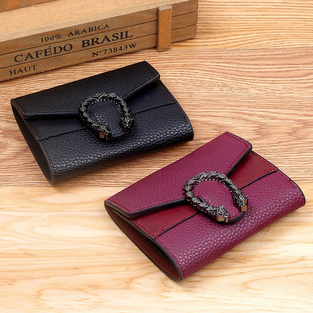 

2019 New Style Women's Wallet Short Leather Bag Joint Wallet xiao san zhe Clutch Multi-functional Card Bit More Wallet