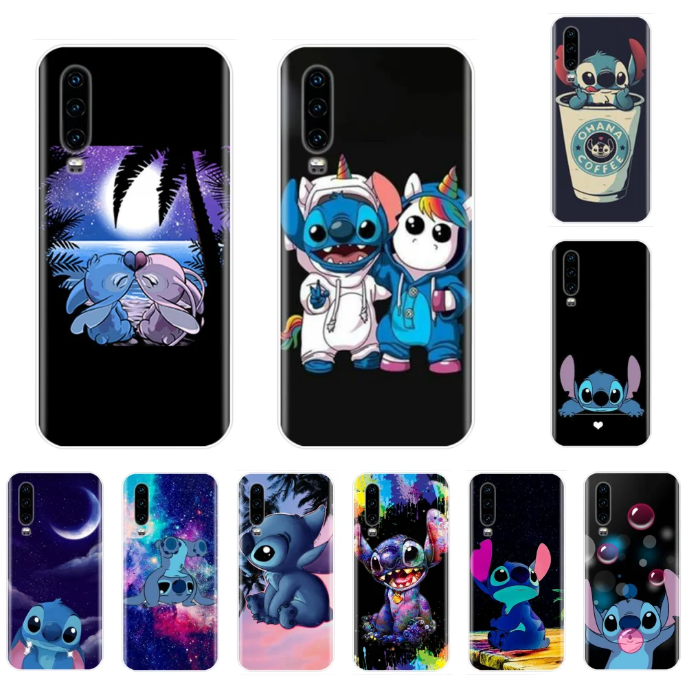 Новый черный чехол для мобильного телефона Lilo Stitch с милым рисунком Huawei P9 P10 P20 P30 Pro