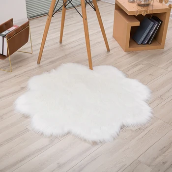 

Artificial Sheepskin Fur Rug Acrylic Flower Soft Fluffy Carpet Bedroom Living Room Floor Furry Silky Plush Tapete 30/40/50/60cm