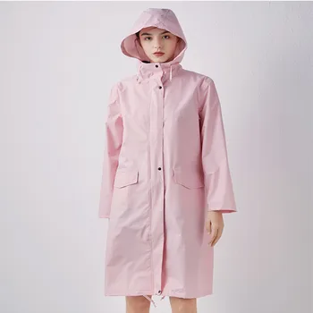 

Women's Raincoat Men Impermeable Long Rain Jacket Trench Coat Cover with Hood Zipper Waterproof Female Male Rain Suit Wear Cloak