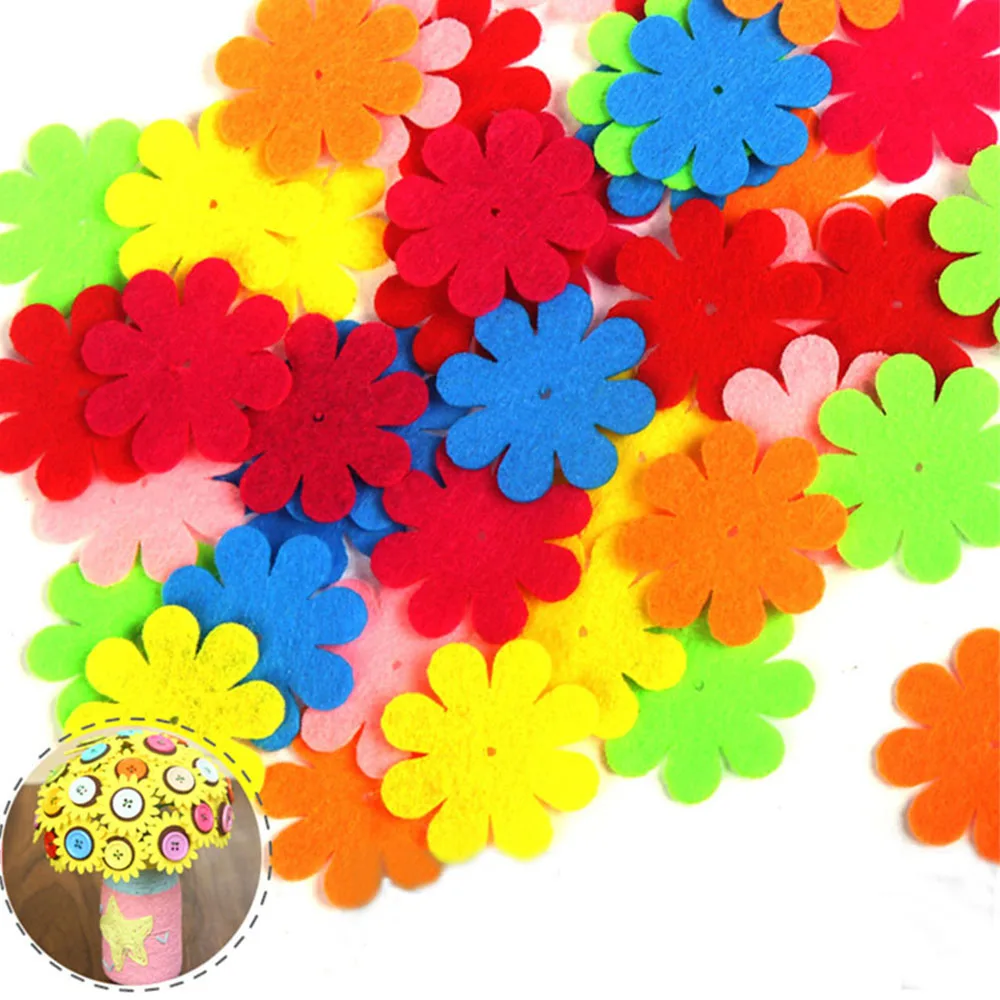 

40pcs/lot Flower/ Heart Non-Woven Felt Fabric Cloth Felts DIY Bundle for Sewing Dolls Scrapbook DIY Craft Supplies