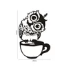 Cute Cartoon Owl In The Cup Wall stickers Coffee Decorative Decal For Kitchen Dining Room Vinyl Decals For Cafe Bar Home Decor ► Photo 3/6